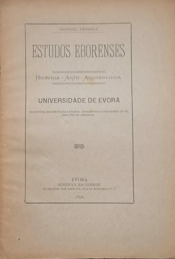 Universidade de Évora de Gabriel Pereira