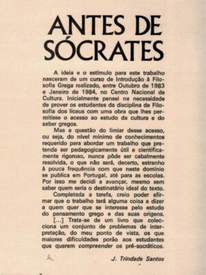 Antes de Sócrates de José Trindade Santos