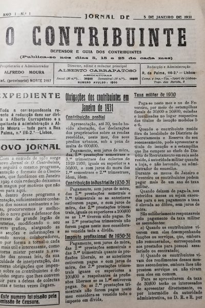 Contribuinte (Jornal) - Ano 1931, O